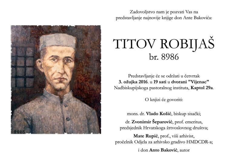 Predstavljanje knjige “Titov robijaš br. 8986”
