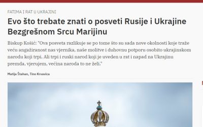 Biskup Košić o posveti Rusije i Ukrajine Bezgrešnom Srcu Marijinu