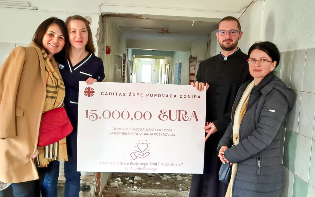Župa Popovača donirala 15.000 eura za obnovu potkrovlja Caritasove kuće u Oborovu